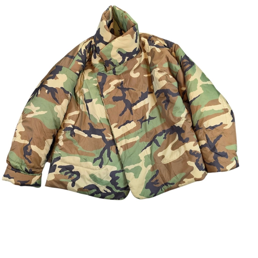 Norma Kamali Camo Short Sleeping Bag Coat Puffer Jacket Size M L ST4274NY611359